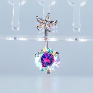 Piercing Göbek 1.2mm Bar Kalınlığı 10mm Yuvarlak Taş