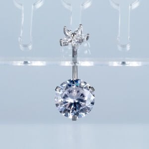 Piercing Göbek 1.2mm Bar Kalınlığı 10mm Yuvarlak Taş