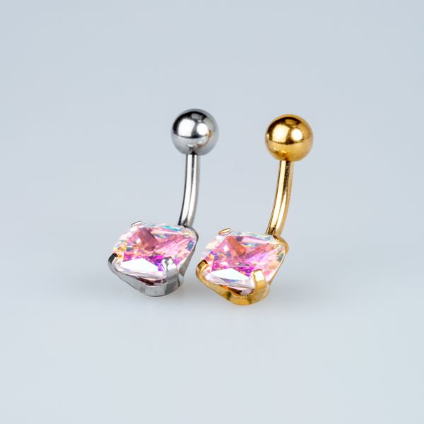 Piercing Göbek 8mm Kare Taş