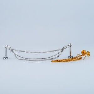 Piercing Çelik Labret Sallantılı zincir Helix Kıkırdak