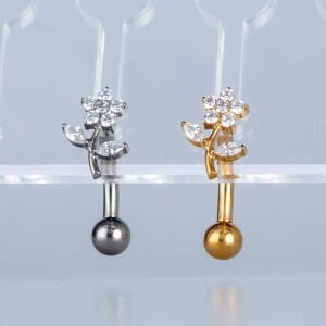 Piercing Titanyum Ters Göbek Fashion Çiçek
