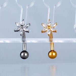 Piercing Titanyum Ters Göbek Fashion Çiçek