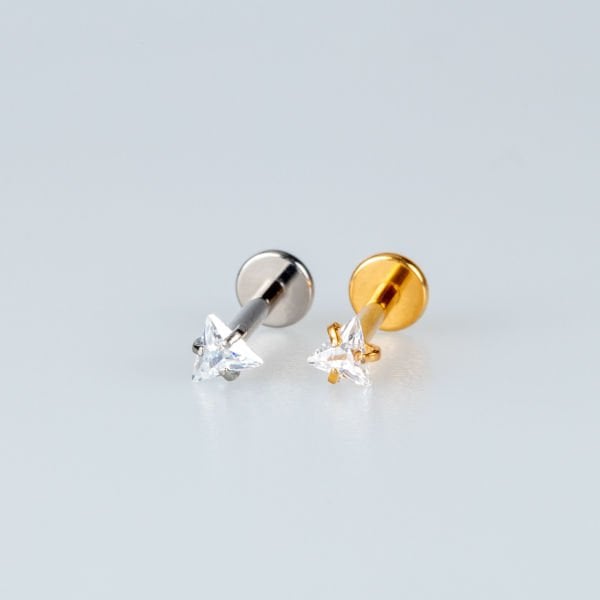 Piercing Titanyum Tragus Üçgen Taş