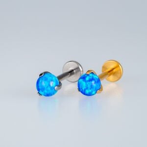 Piercing Titanyum Labret 4mm Opal Taş