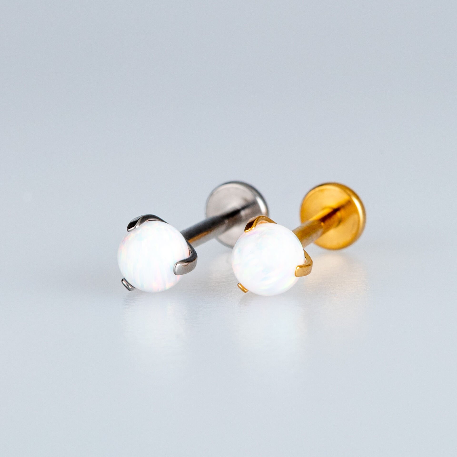 Piercing Titanyum Labret 4mm Opal Taş