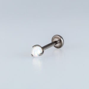 Piercing Titanyum Labret 3mm Opal Taş