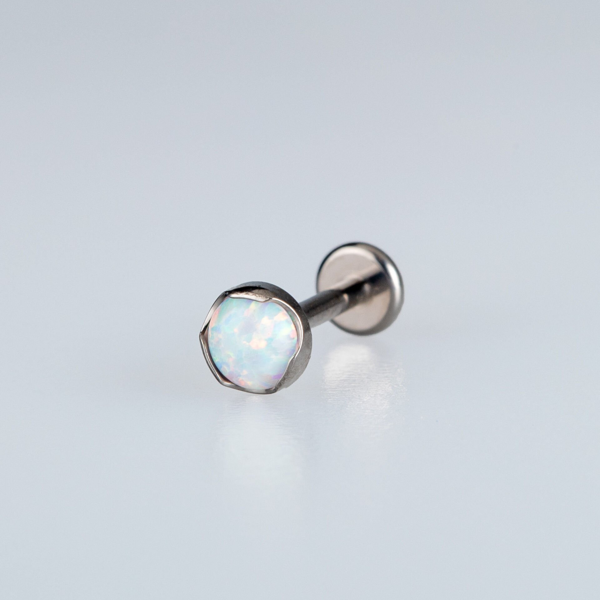 Piercing Titanyum Labret 4mm Opal Taş