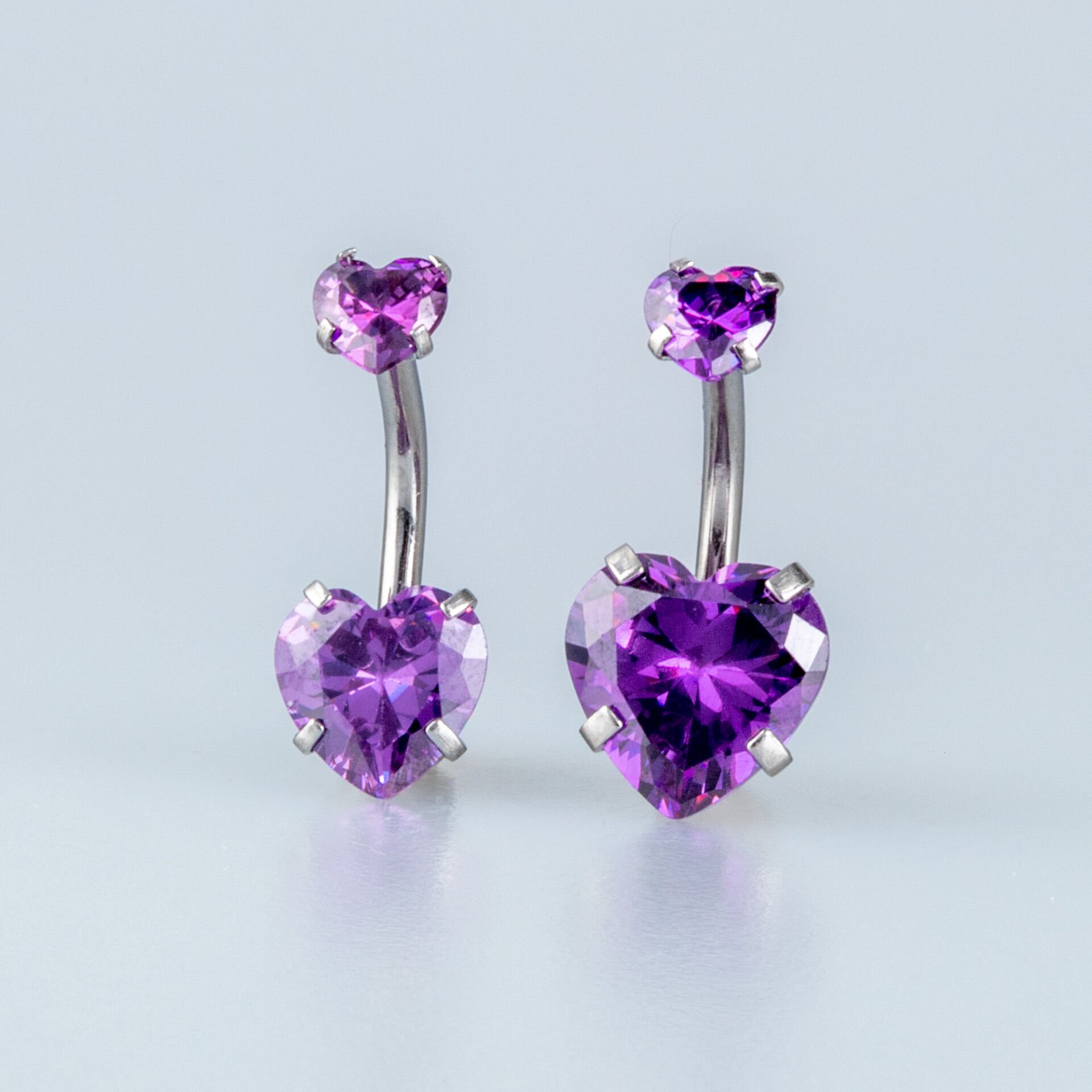 Piercing Göbek Kalp 2 Taş Boyu Seçeneği 8-10mm
