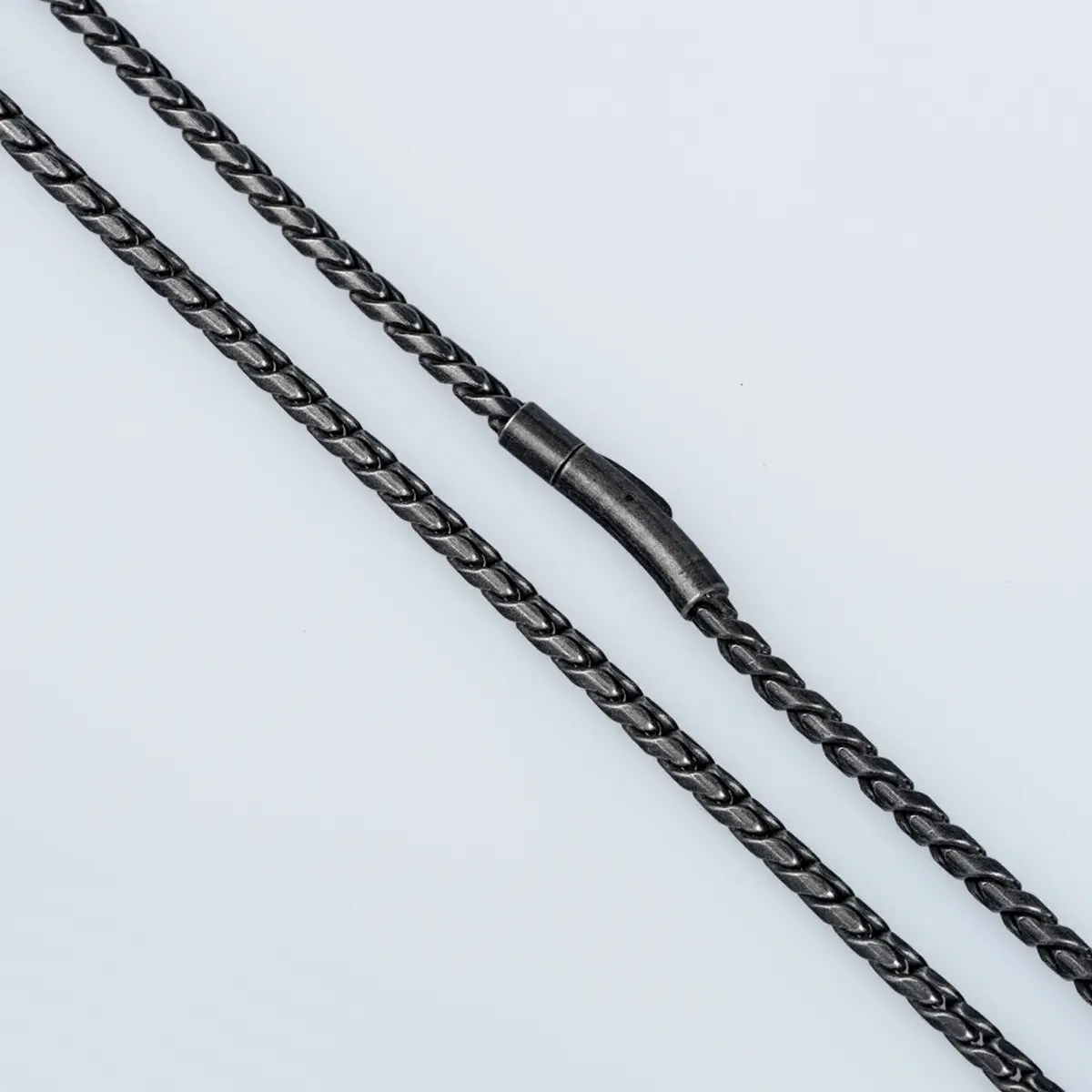 Toptan Erkek Vos Jewelry 4mm-5mm Antrasit Siyah 316L Çelik Örgü Zincir Kolye (60cm) Kalınlık 4mm