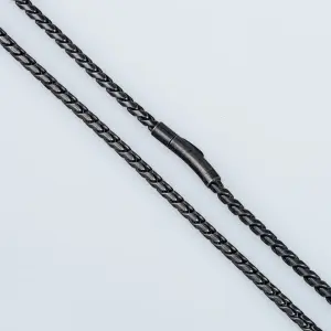 Toptan Erkek Vos Jewelry 4mm-5mm Antrasit Siyah 316L Çelik Örgü Zincir Kolye (60cm)