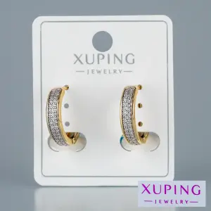 Toptan Xuping Sıralı Taşlı Halka Küpe