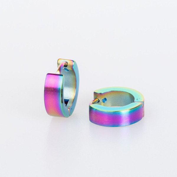 Steel Earring 4X8mm 2 colors - Double Rainbow
