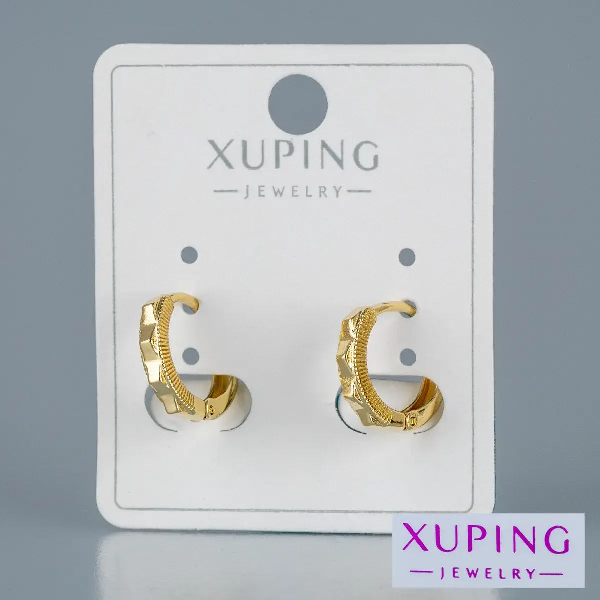 Toptan Xuping Hasır Desen Halka Küpe