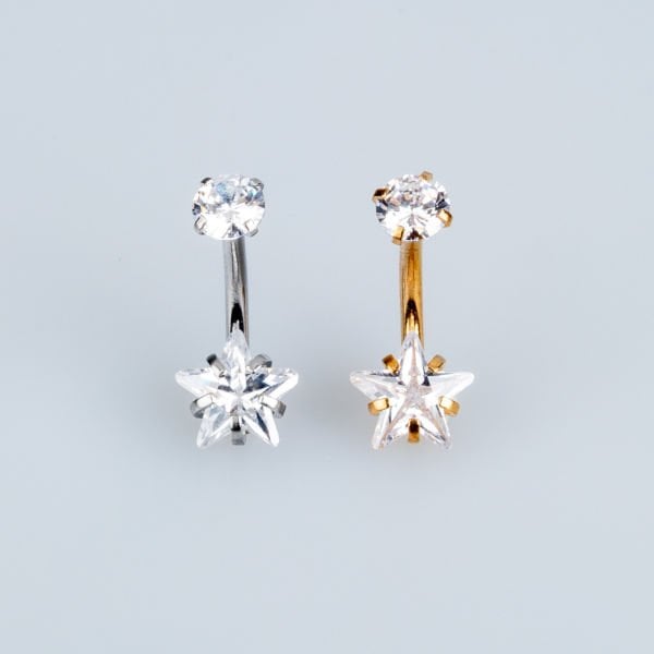 Piercing Göbek 8mm Yıldız Taş