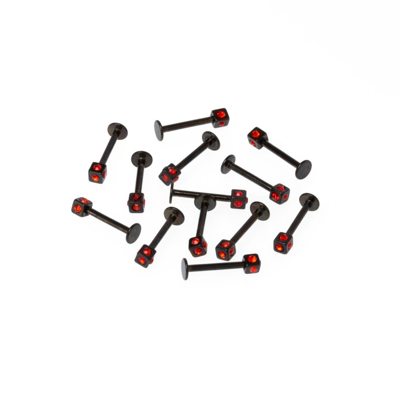 Toptan 316L Çelik Piercing Labret 3mm Taşlı Küp Boy: 1.2x10x3mm