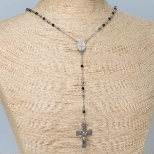Toptan Büyük Haçlı Çelik Rosary Kolye