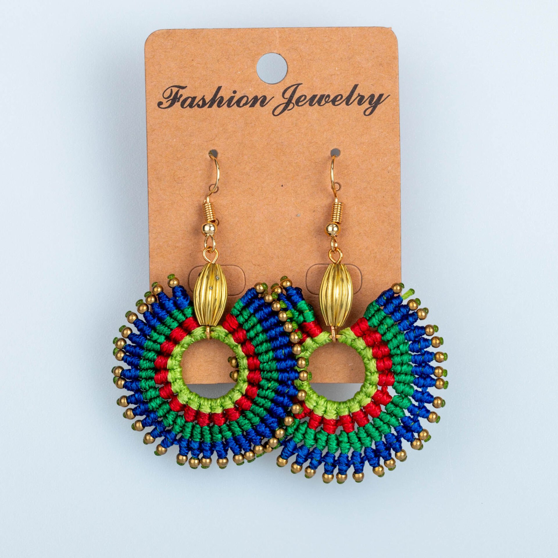 El Yapımı Pirinç Makrome Küpe 5 Renk Seçeneği 1 Çift Renk 4