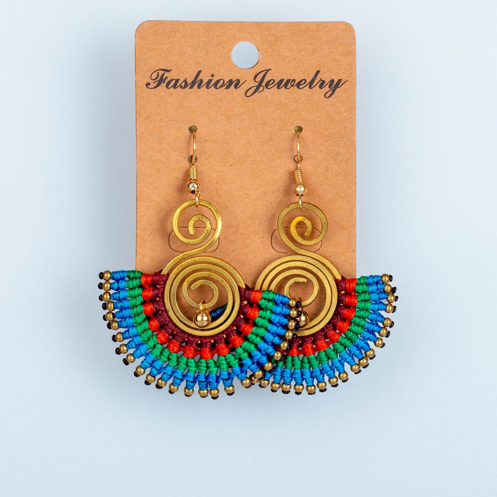 El Yapımı Pirinç Makrome Küpe 5 Renk Seçeneği 1 Çift