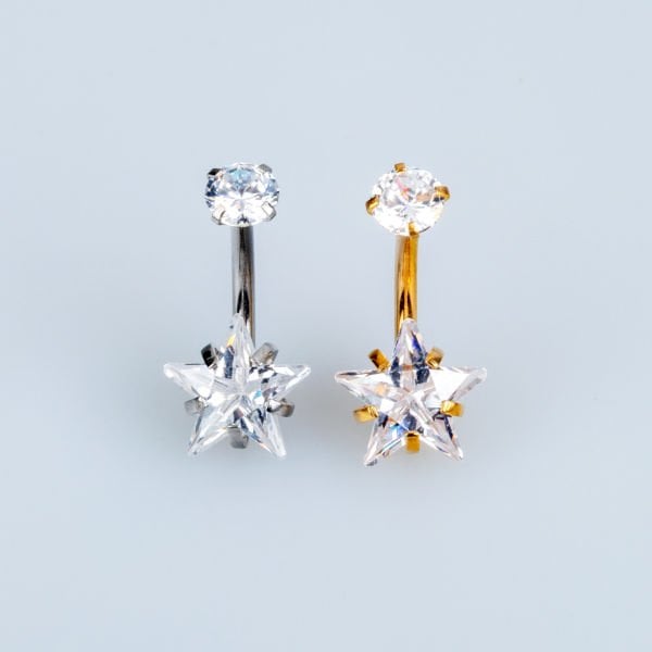 Piercing Göbek 10mm Yıldız Taş