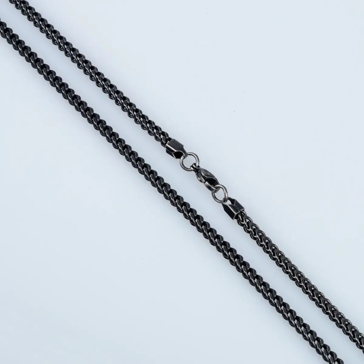 Toptan Erkek Vos Jewelry 3.5mm Antrasit Siyah 316L Çelik Örgü Zincir Kolye (50cm)