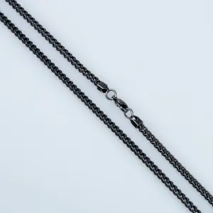 Toptan Erkek Vos Jewelry 3.5mm Antrasit Siyah 316L Çelik Örgü Zincir Kolye (50cm)