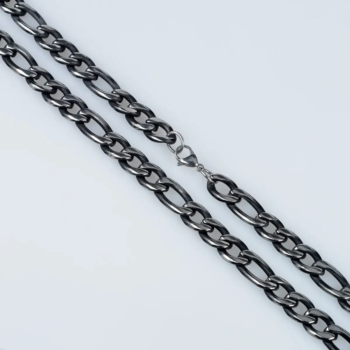 Toptan Erkek Vos Jewelry 11mm Antrasit Siyah 316L Çelik Gurmet Zincir Kolye (50cm)