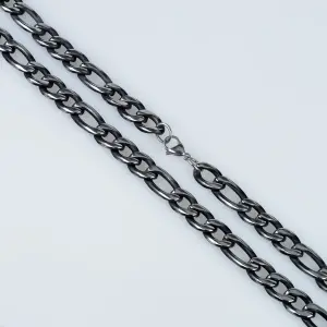 Toptan Erkek Vos Jewelry 11mm Antrasit Siyah 316L Çelik Gurmet Zincir Kolye (50cm)