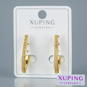 Toptan Xuping Sıralı Taşlı Halka Küpe