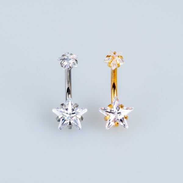 ثقب السرة 8 ملم حجر النجمة الأصفر