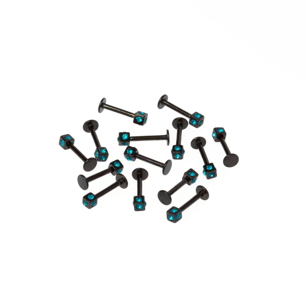 Toptan 316L Çelik Piercing Labret 3mm Taşlı Küp Boy: 1.2x8x3mm