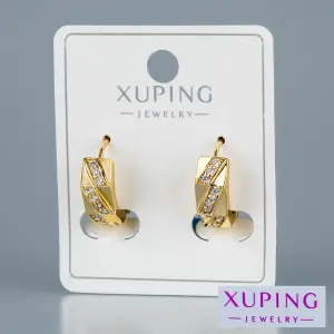 Toptan Xuping Zikzak Taşlı Halka Küpe