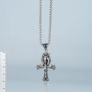 Toptan Ankh Gotik Çelik Erkek Kolye