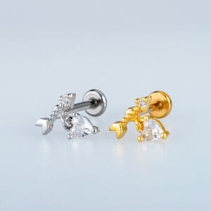 Piercing Tragus Kalp Taş Ok