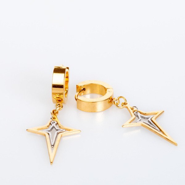 Steel Earring - Double Yellow