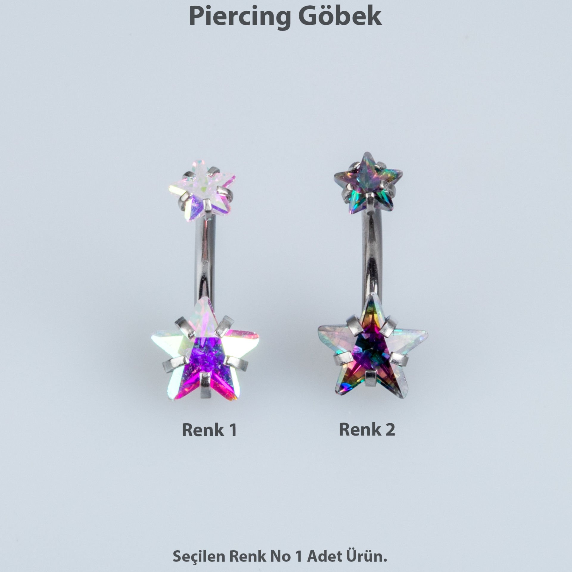 Piercing Göbek 8mm Yıldız Taş