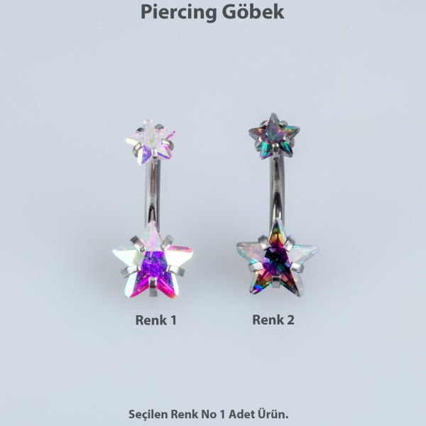 Piercing Göbek 8mm Yıldız Taş