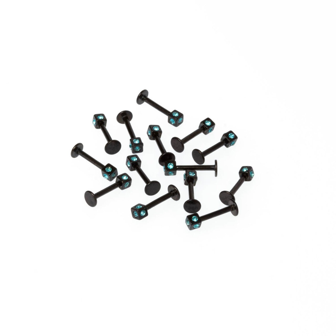 Toptan 316L Çelik Piercing Labret 3mm Taşlı Küp Boy: 1.2x8x3mm