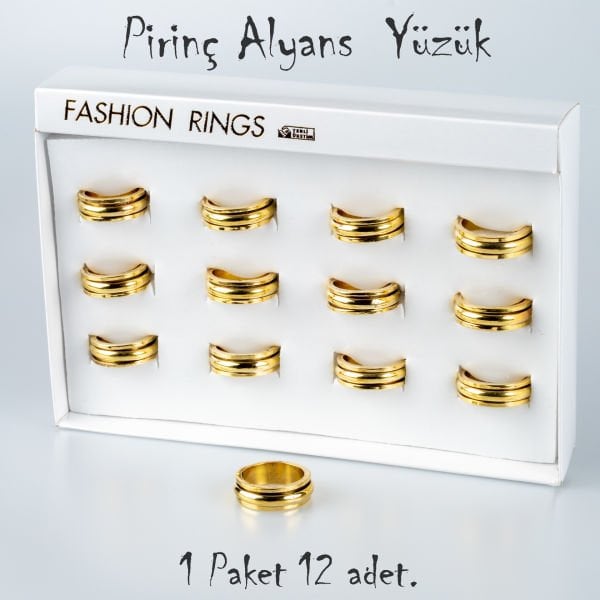 Pirinç Alyans Yüzük Paket 12 Adet