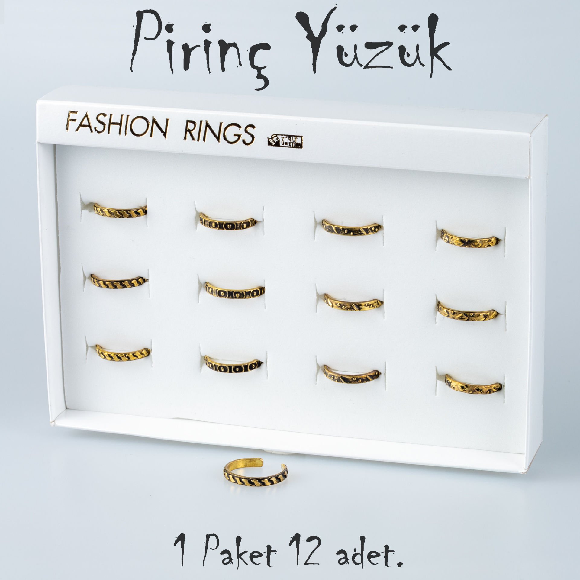 Pirinç Yüzük-Paket 12 Adet