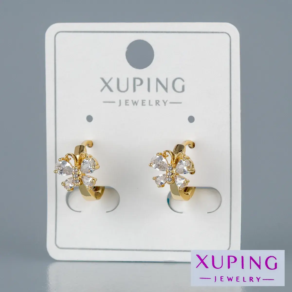Toptan Xuping Taşlı Kelebek Küpe