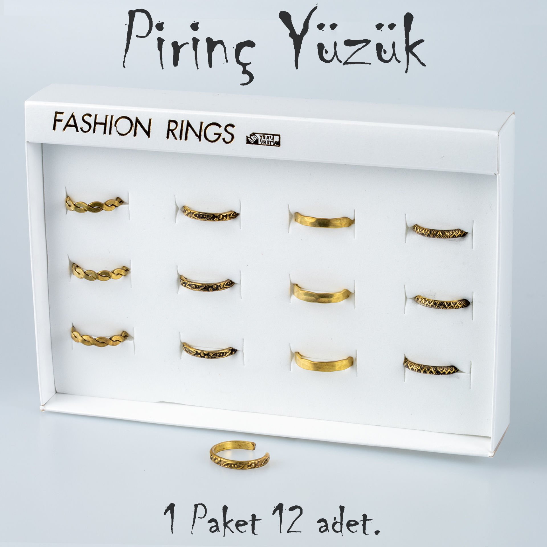 Pirinç Yüzük-Paket 12 Adet