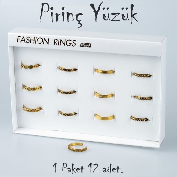 Pirinç Yüzük-Paket 12 Adet