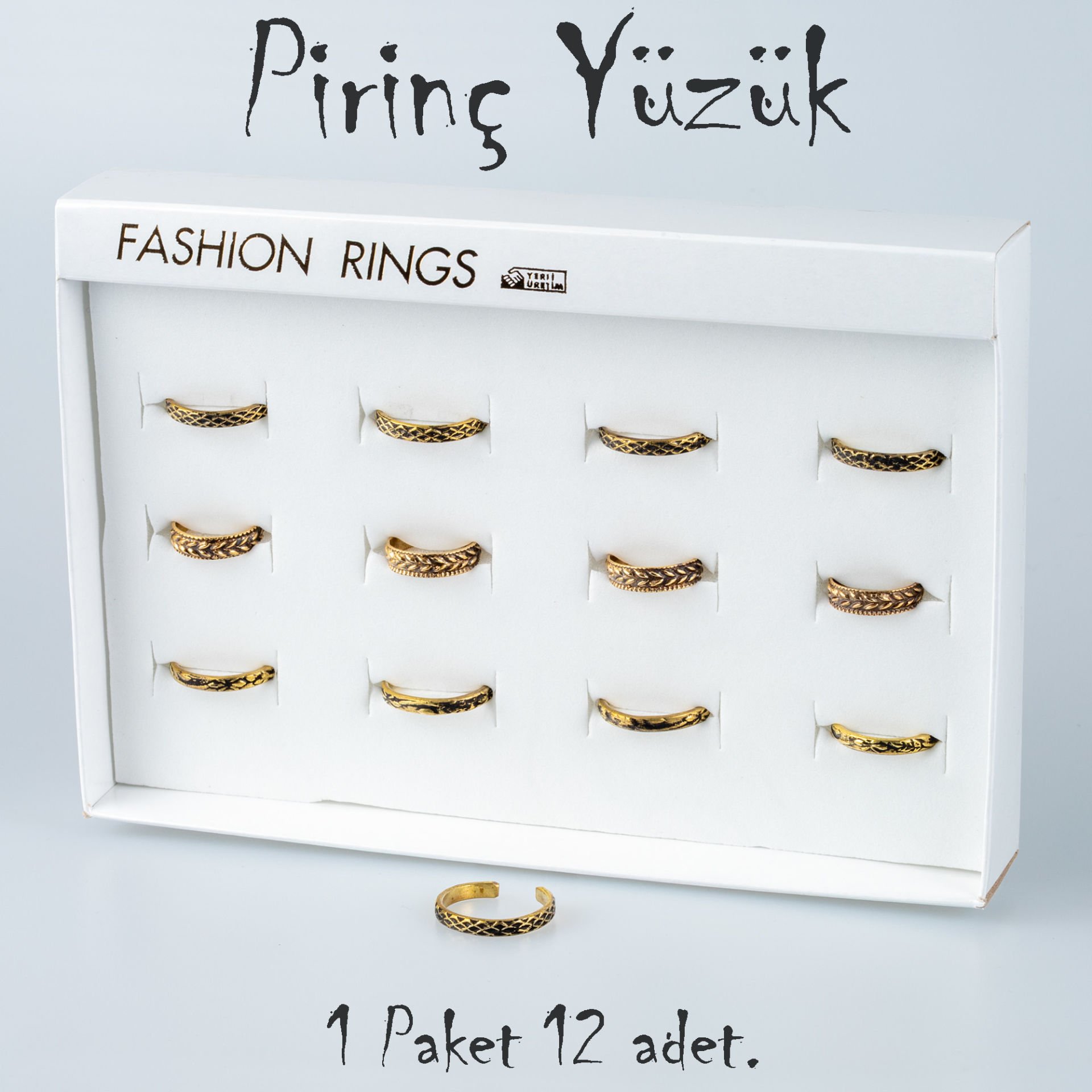 Pirinç Yüzük-Paket 12 Adet