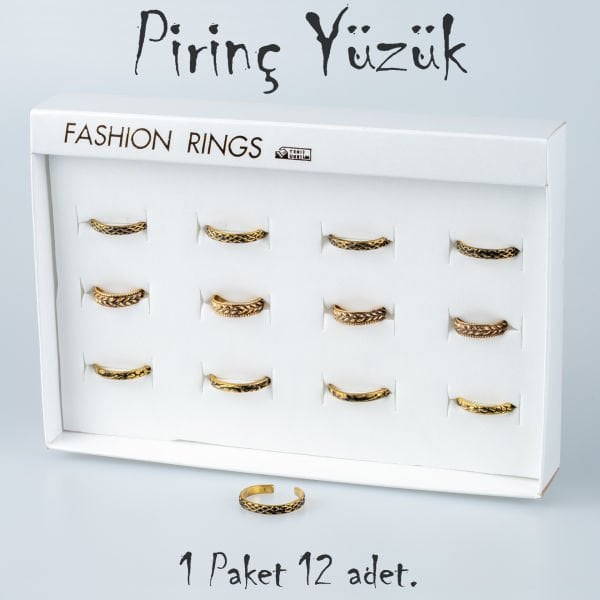 Pirinç Yüzük-Paket 12 Adet