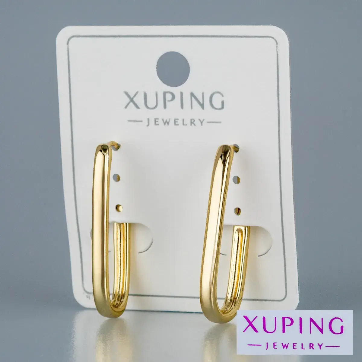 Toptan Xuping Taşsız Oval Halka Küpe