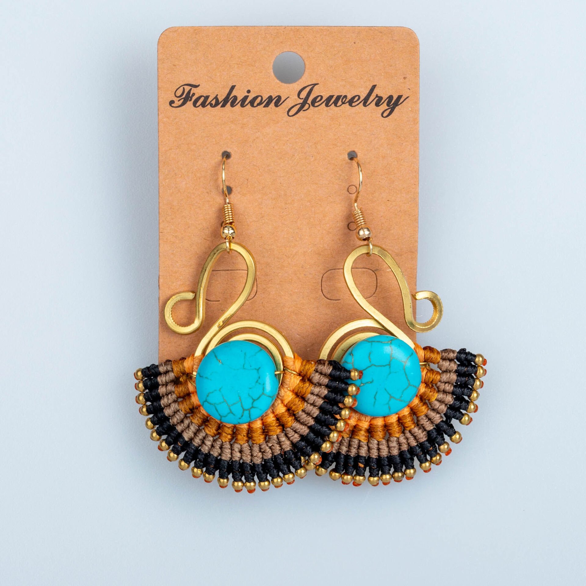 El Yapımı Pirinç Makrome Küpe 5 Renk Seçeneği 1 Çift Renk 5