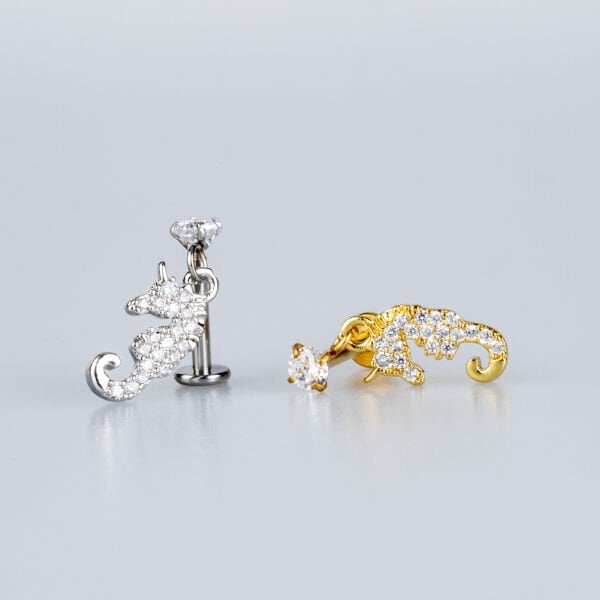 Piercing Tragus Sea Horse Yellow 8mm