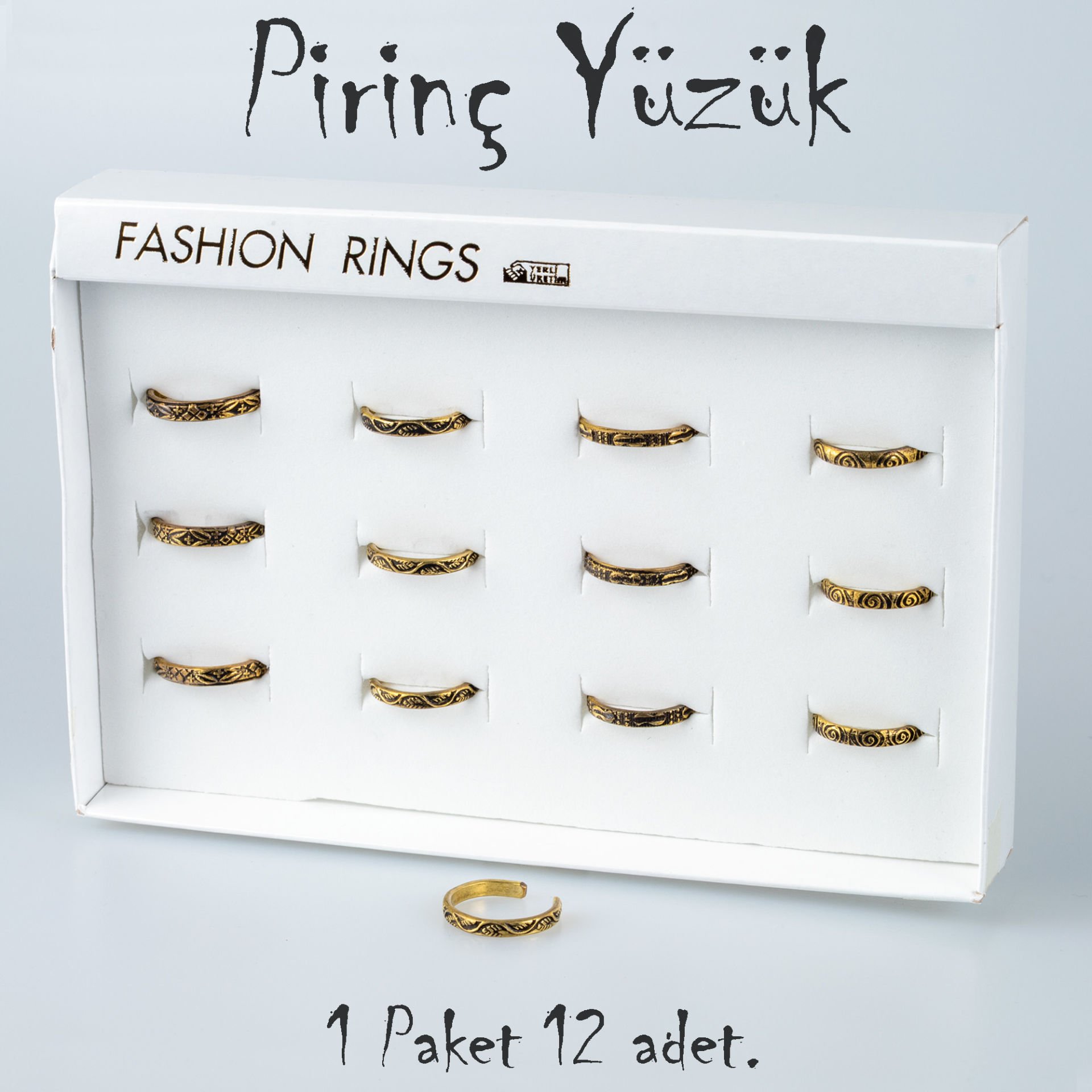 Pirinç Yüzük-Paket 12 Adet
