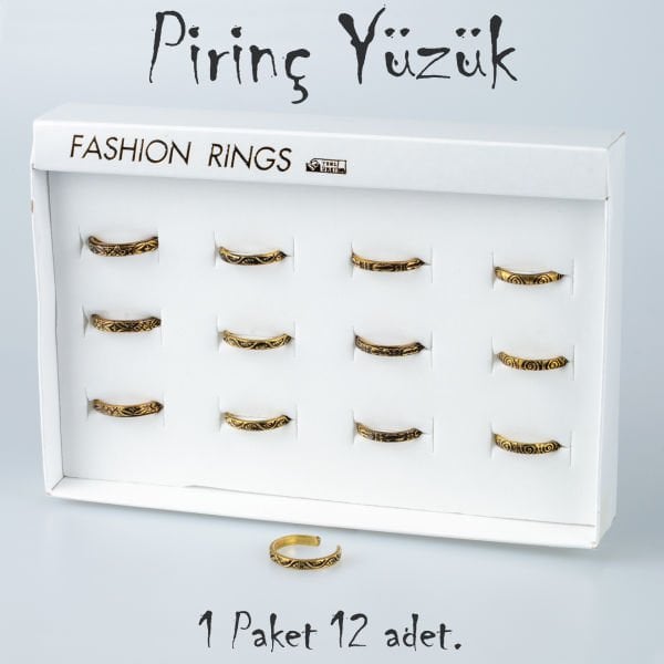 Pirinç Yüzük-Paket 12 Adet