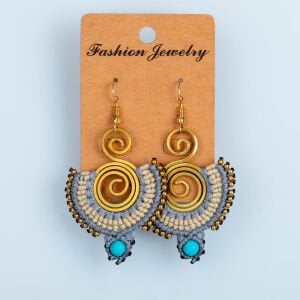 El Yapımı Pirinç Makrome Küpe 5 Renk Seçeneği 1 Çift